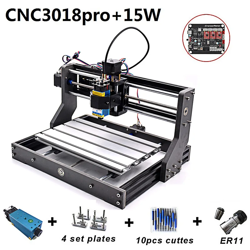 

15W CNC Engraving Machine 3018 Pro Laser Head Wood Router 500mw 2500mw 5500mw PCB Milling DIY Carving Marking Machine Drill Bit