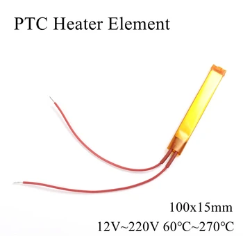 

100x15mm 12V 24V 110V 220V PTC Heater Element Constant Thermostat Insulated Thermistor Ceramic Air Heating Tube Film 100*15mm
