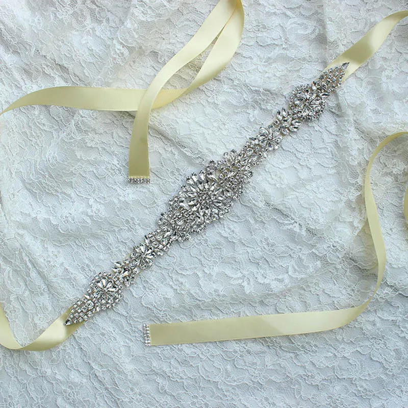 Свадебные ремни с кристаллами Ceinture, атласные Стразы, пояс для свадебного платья, свадебные аксессуары, лента для невесты, пояс B09 - Цвет: Шампанское