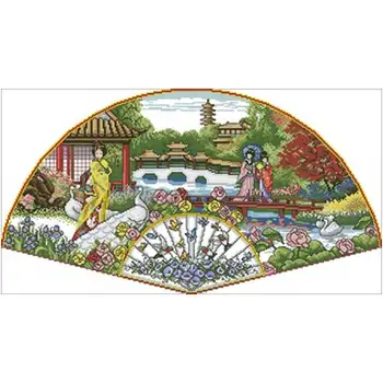 

Bamboo fan patterns Counted Cross Stitch 11CT 14CT 18CT DIY Chinese Cross Stitch Kit Embroidery Needlework Sets home decor
