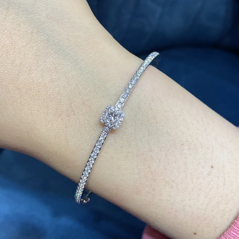 H6621ac148bdb45ca82b7290d56009f57n LUOWEND 100% Real 18K Au750 White Gold Bangle Genuine Natural Diamond Bracelet Luxury Party Jewelry Customize