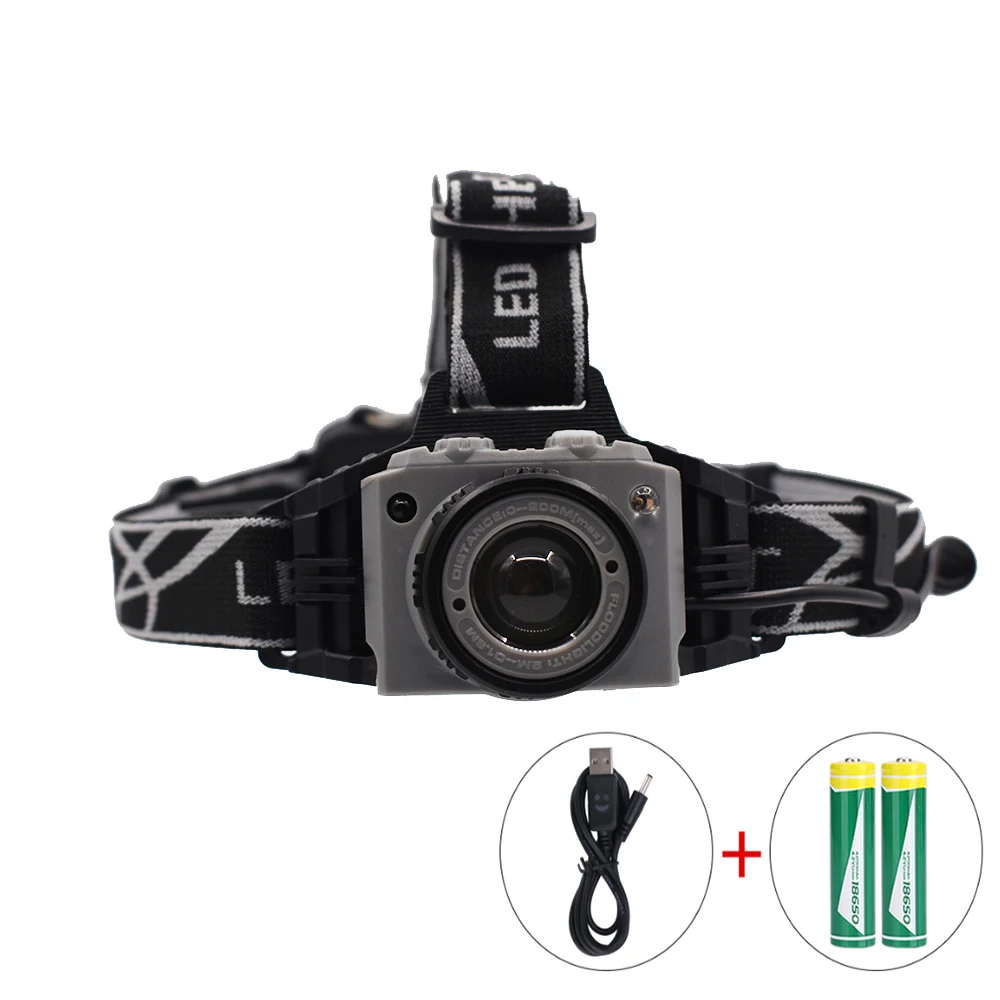 

Rechargeable Sensor Switch Head Lamp Head Light T6 LED Headlamp Zoomable+Charger+18650 Headlamp Flashlight Headlights