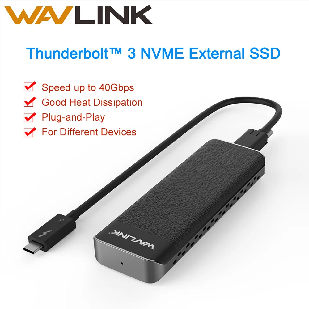 

Intel Certified Thunderbolt™ 3 NVME External SSD USB Type-C 40Gbps Excellent Dissipation For Microsoft Windows & Mac OS Wavlink