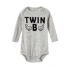 4 Color Newborn Baby Bodysuits Twin Brothers Sisters Long Sleeve Comfortable Infant Jumpsuits Boys Grils Crawling Clothes Winter 3