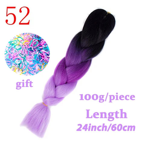 LISI волосы 24 дюйм плетение волос для наращивания Jumbo вязание крючком косы синтетические волосы стиль 100 г/шт. чистый блонд розовый зеленый - Цвет: # Бордовый