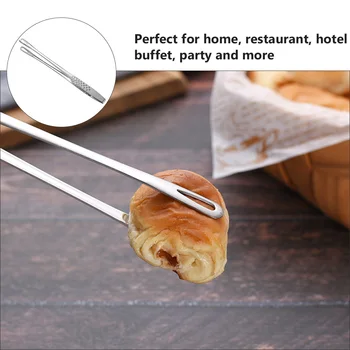 

3pc Stainless Steel Food Clips Anti-slip Portable Practical Steak Clamps Food Clips Barbecue Tongs for Home Picnic Bakery