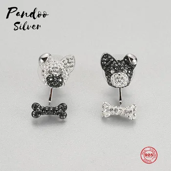 

PANDOO Fashion Charm Sterling Silver Original 1:1 Copy, Cute Puppy Bone Fun Full Stud Earrings Women Luxury Jewelry Gifts