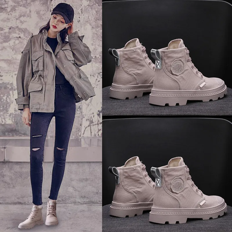 

Martin Boots Women's Summer Breathable Casual Candy-Colored Single Boots 2019 New Style Online Celebrity Canvas High Shoes INS F