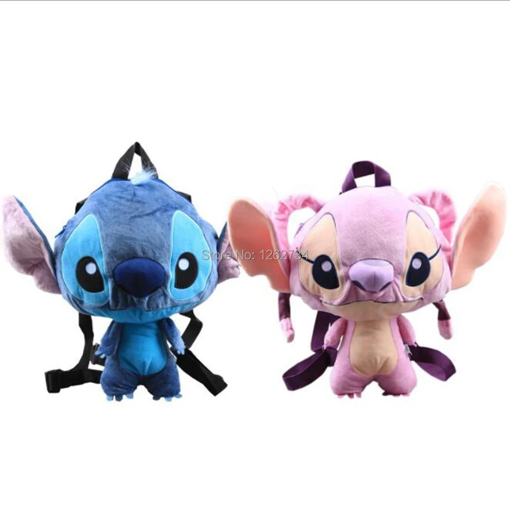 

Free Shipping EMS 50/Lot Pink Lilo & Stitch 30CM Backpack Bag Plush Doll Figure Toy