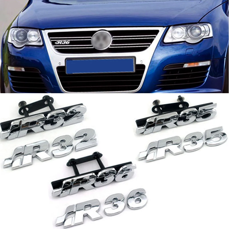 Хромированная Эмблема для Volkswagen R32 R35 R36 TDI R 3.2L 3.6L V6 наклейка на переднюю решетку
