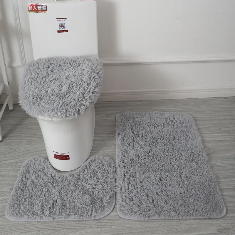 3Pcs/set Bathroom Rugs And Mat Set Soft Fluff Shower Carpet Non-slip Floor Mats For Bath Bedroom Toilet Lid Cover | Дом и сад