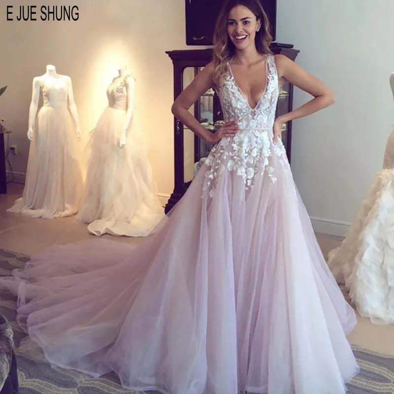 Sexy Light Pink Wedding Dresses Deep ...