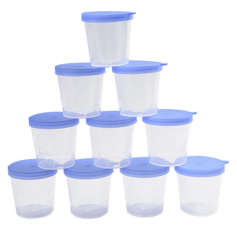 10 Pcs Container Specimen Cup 3.5 X 4.8 Cm Pill Case Sample Bottle 40ML Blue Cap Plastic | Красота и здоровье