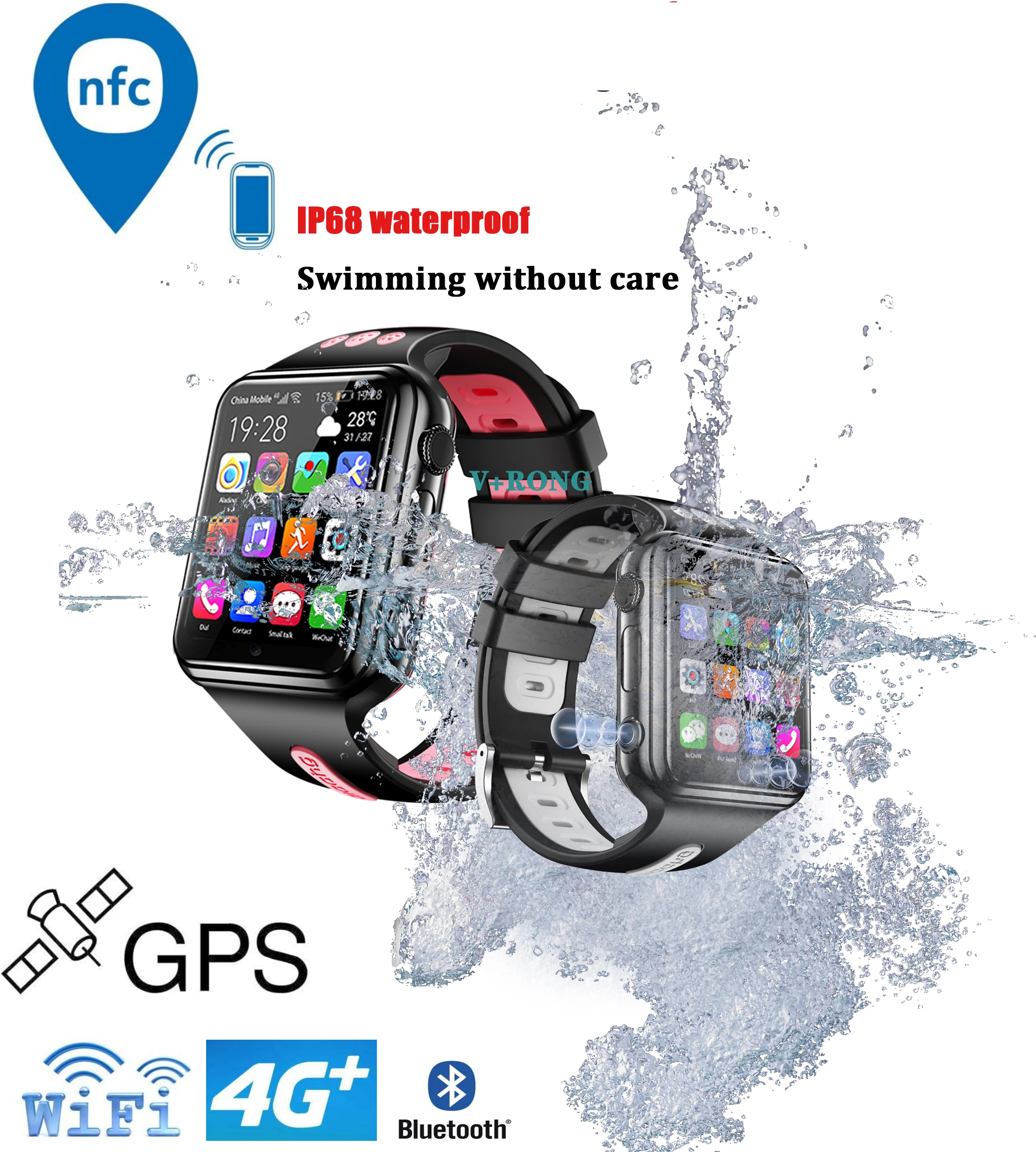W5 2020 NFC Водонепроницаемый 4G смартфон часы Мужчины Женщины загружаемое приложение