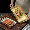 Stainless Steel Food Storage Tray Flat Bottom Shallow Trays Sushi BBQ Dish Fruit Vegetable Plate Kitchen Bread Baking Pan 5