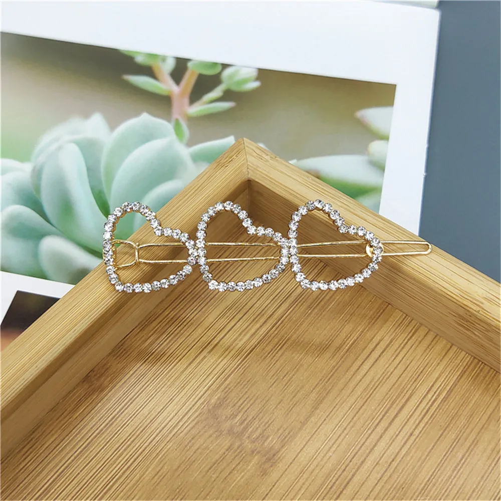 1PC New Shining LOVE Triangle Star Hairpins Diamond Barrette Hair Clips For Girls Styling Tool Hairgrip Women Hair Accessories (9)