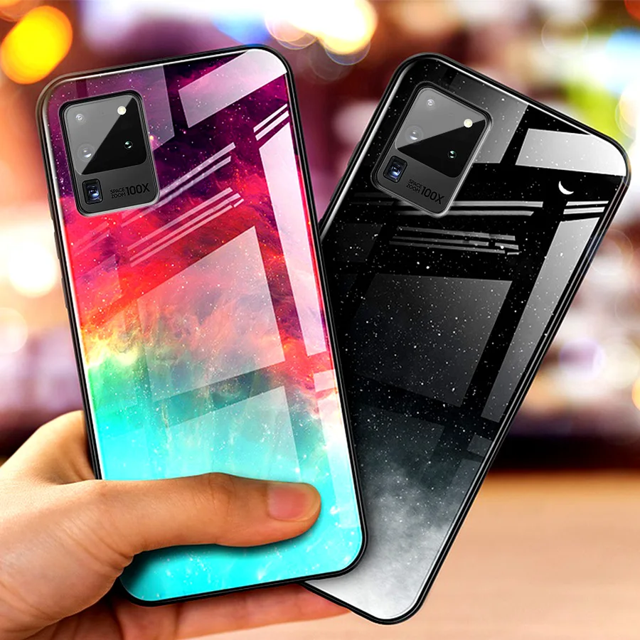 Градиентный стеклянный чехол для samsung galaxy a51 a71 a30 a50 a30s a50s a40 a70 a20 a20e a10 a10s a10e note 10 s20
