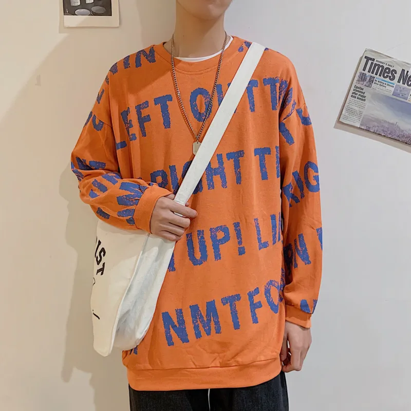 

Men's sweatshirt 2020 spring and summer new handsome solid color printed sweatshirt young personality fashion trend men's