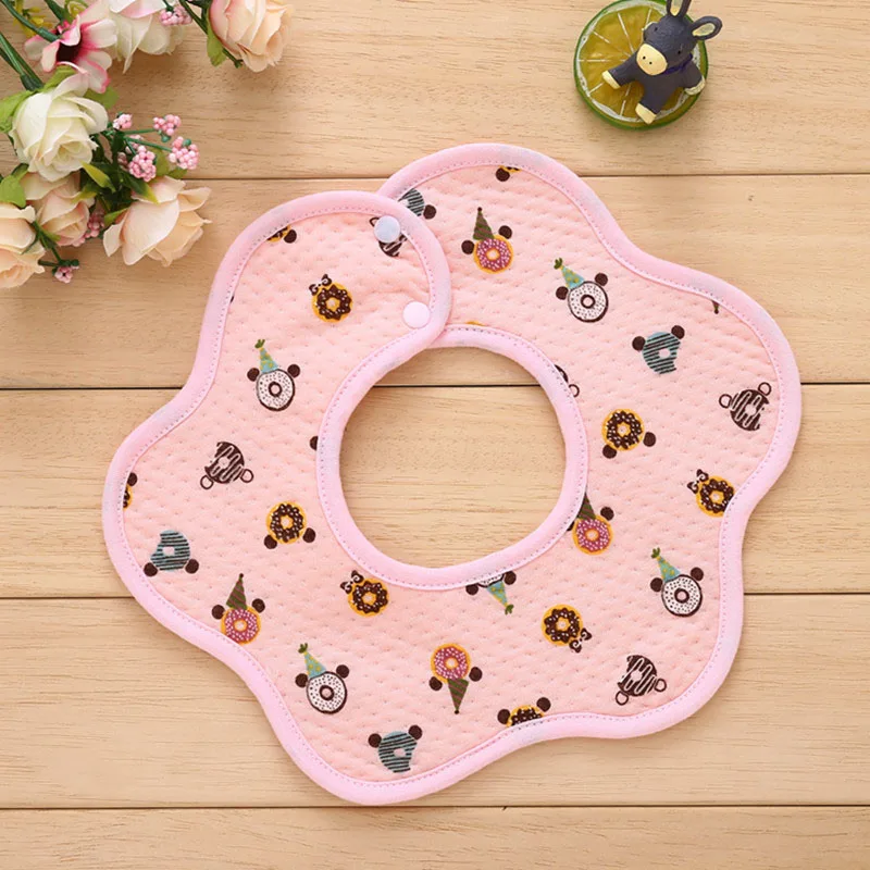 biscuit bear Слюнявчик нагрудники полотенца 360 градусов вращающийся цветок Форма Водонепроницаемый для детей Детские BM88 - Цвет: biscuit bear