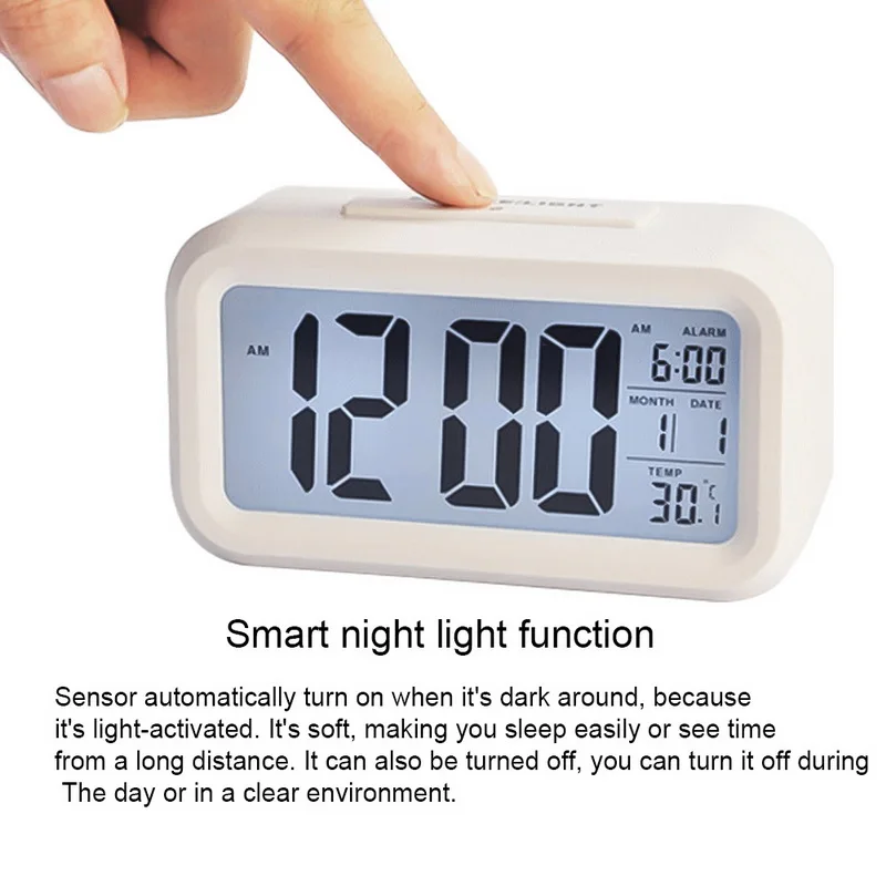 Alarm Clock LED Digital Alarm Clock Large Display with Calendar for Home Office Travel 135x75x45mm 1Pcs