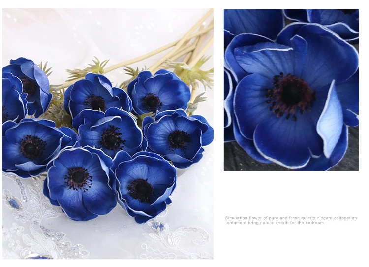 JAROWN Real Touch Artificial PU Anemone Flowers Silk Flores Artificiales Wedding Holding Fake Flowers Home Garden Decorative Wreath (46)