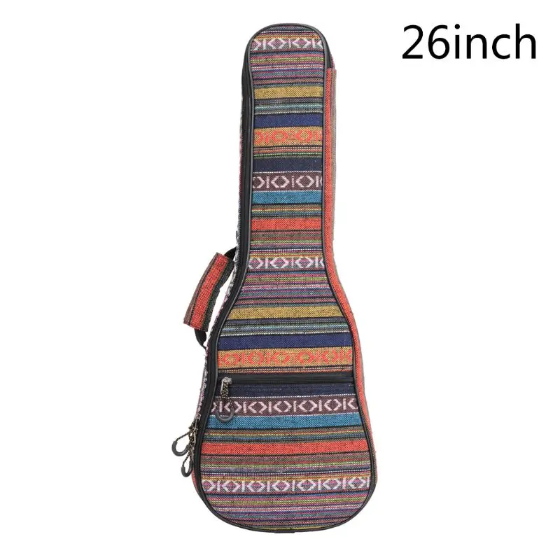 21/23/26" Ukulele Bag Ethnic Style Carrying Case Backpack Double Shoulder Bag Q6PB