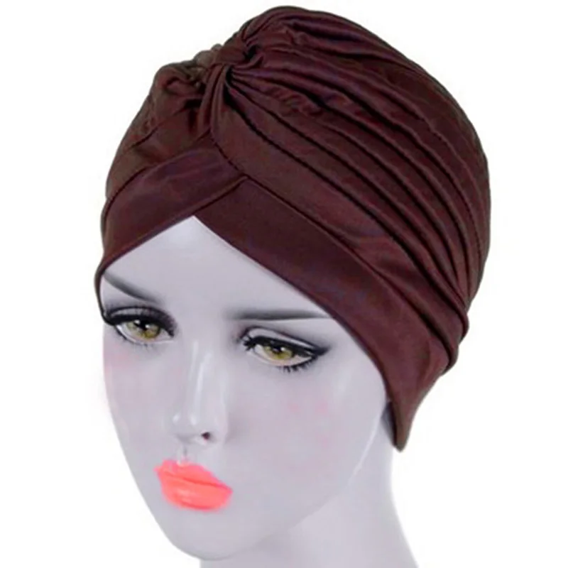 Bandanas Women Stretchy Turban Muslim Hat Headband Warp Female Chemo Hijab Knotted Indian Cap Adult Head Wrap for Women