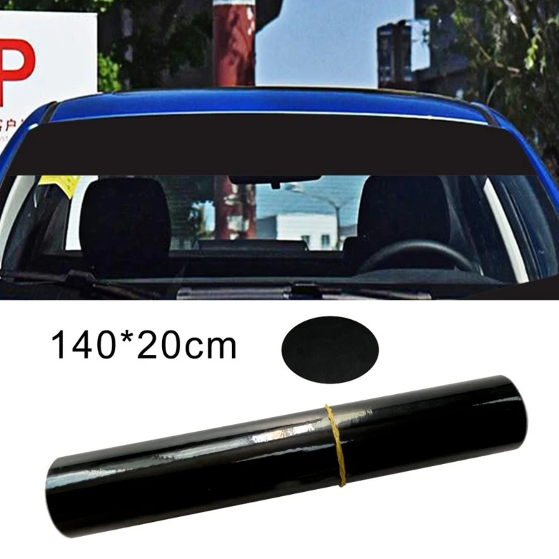 1 Pc 55x8in Car Front Windshield Sunshade Sticker Shadow Vinyl Decals 140CMX20CM Gloss Black Windscreen Glass Decal | Автомобили и