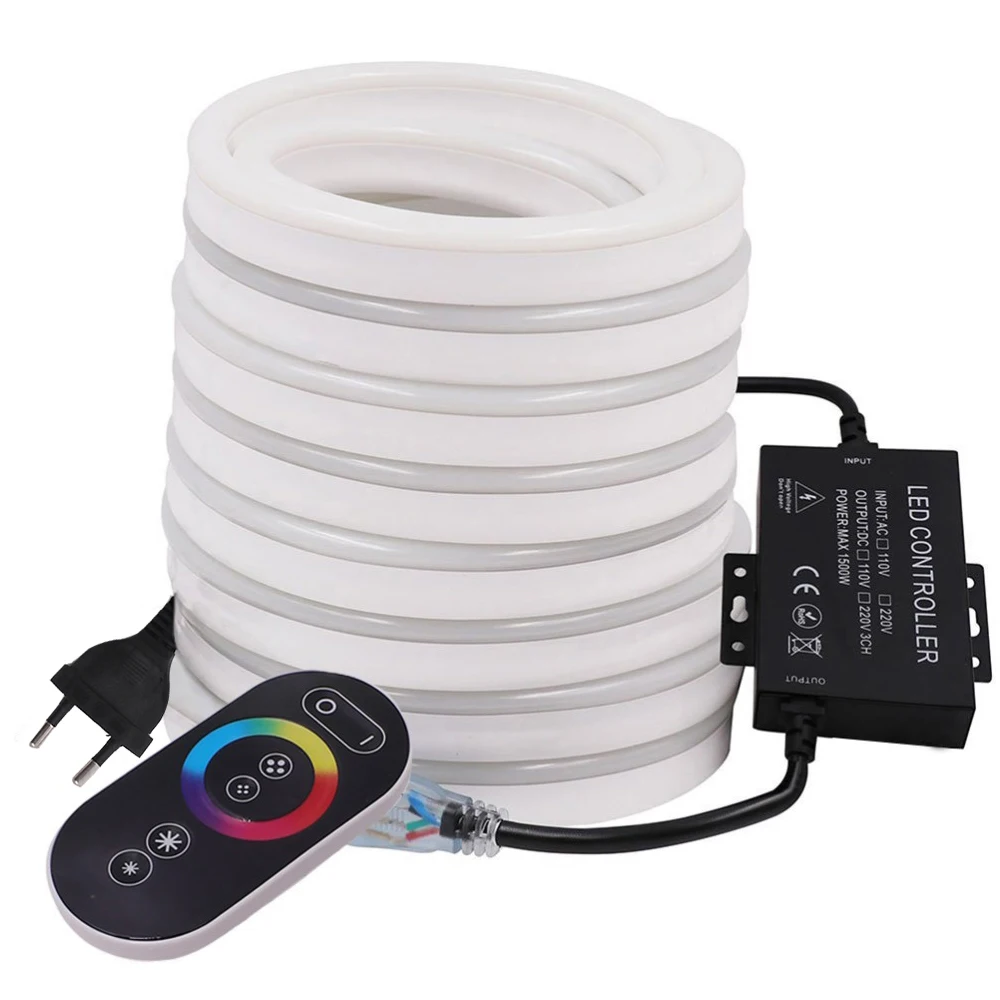 Светодиодный ная Неоновая Гибкая лента 220 В RGB LED полоска с полностью сенсорным Wi-Fi