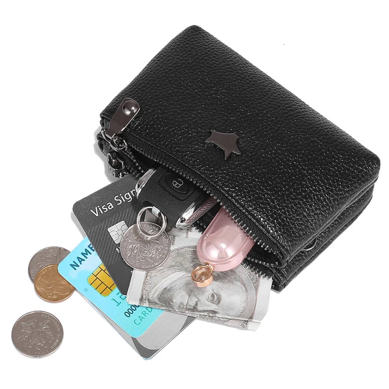Модный женский короткий кошелек, кошелек для мелочи из искусственной кожи, бумажник для денег, мини кошелек, двойная молния, маленькая сумка для мелочи, Новинка