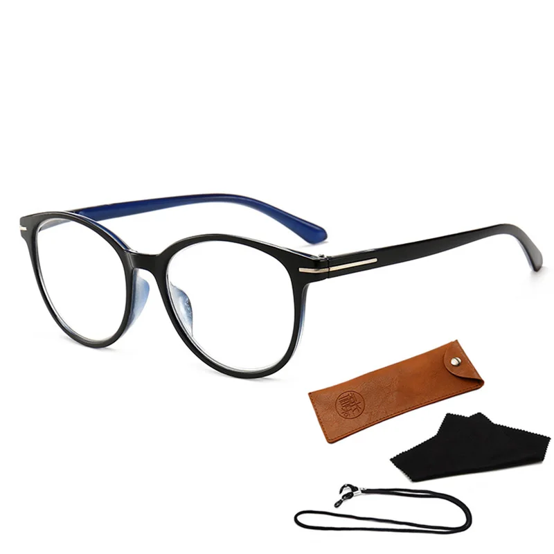 Black Blue RBENN очки для чтения Для женщин Для мужчин модные пресбиопические очки с диоптриями+ 0,5 0,75 1,25 1,75 2,25 2,75 3,25 3,75 4,5 5,0 6,0 - Цвет оправы: Black Blue