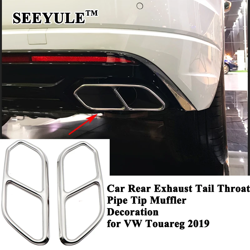 Najtaniej 2 sztuk zestaw SEEYULE tylny samochód wydechowy tylna rura wydechowa tłumik rura dekoracyjna wskazówka osłona na usta akcesoria dla VW Volkswagen Touareg 2019