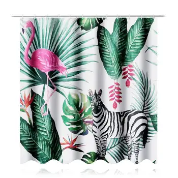 

1 Set 4Pcs Home Decor Toilet Bathroom Rug + Lid Toilet Cover + Bath Mat & Mildew-proof Waterproof Shower Curtains 50*80cm