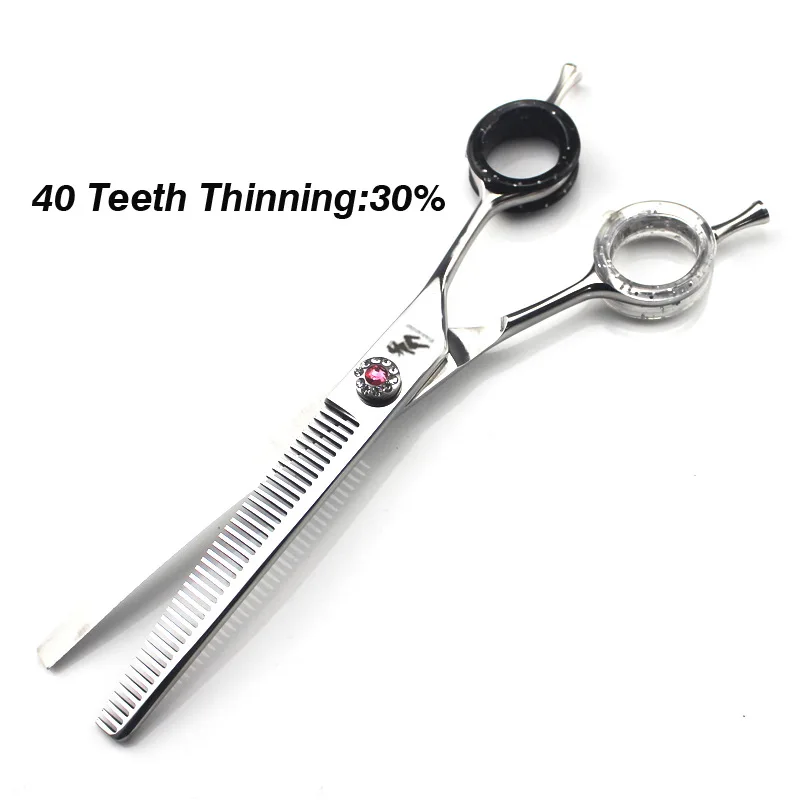 7 inch curved shears Professional 440c pet dog grooming thinning curved scissors toothed blade shears thinning rate about 45% 4