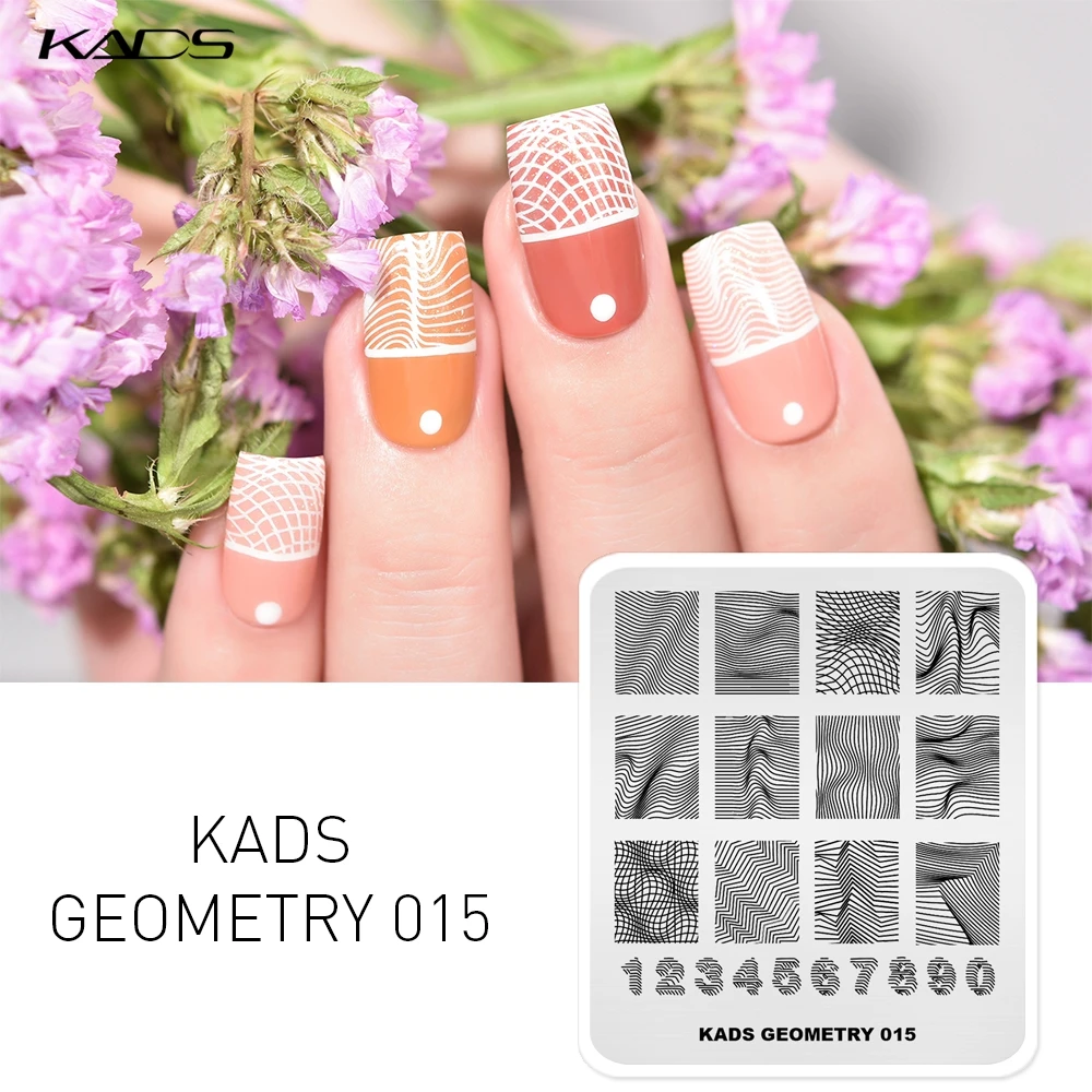 

KADS 1pc Nail Art Stamping Plate Geometric Lines Numbers Visual Dynamic Pattern Template Stencil for Stamping 3D Mold Print
