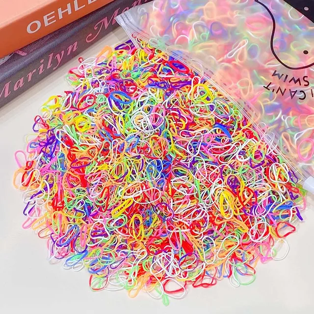 1000pcs/Pack Girls Colorful Small Disposable Rubber Bands Gum For Ponytail Hold Scrunchie Hair Bands Fashion Hair Accessories colorful 23