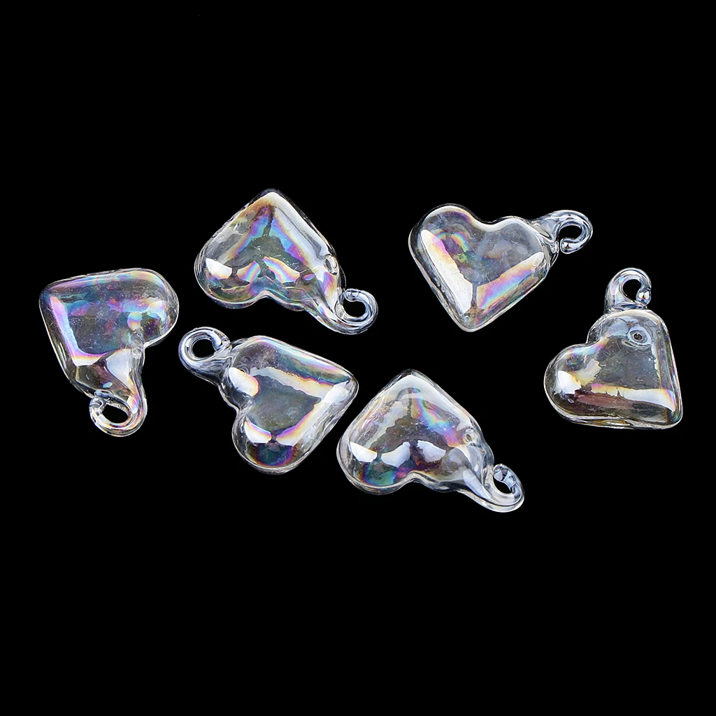 6 Pcs Mini Empty Small Wishing Bottles Rainbow Glass Bottle Charm Pendant for Necklace Earrings DIY Jewelry Making 