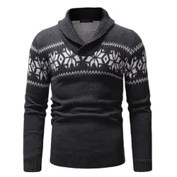HEFLASHOR 2019 модный мужской свитер с принтом мужской пуловер с v-образным вырезом и длинными рукавами Повседневная Лоскутная трикотажная