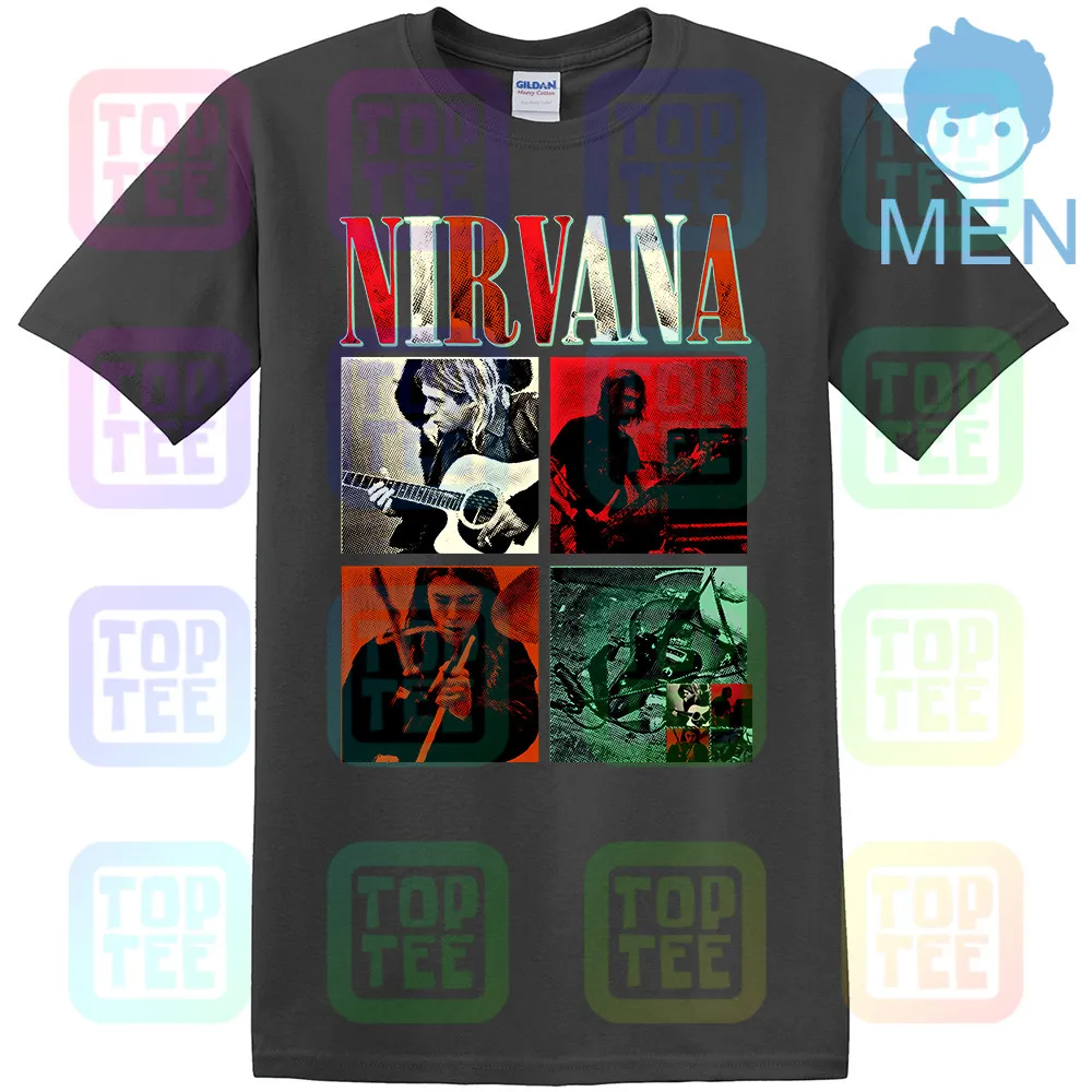 NIRVANA Официальная футболка Курт Кобейн. С фото группы - Цвет: MEN-DARK GRAY