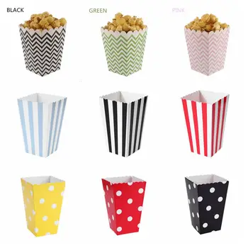 

12pcs Pink Blue Stripe Wave Dot Paper Popcorn Boxes Bag Birthday Party decorations kids baby shower boy Girl party supplies Hot