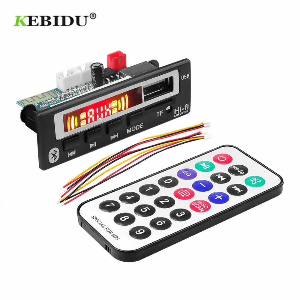 KEBIDU TF Радио MP3 декодер плата 5 в 12 В аудио модуль для автомобиля удаленный