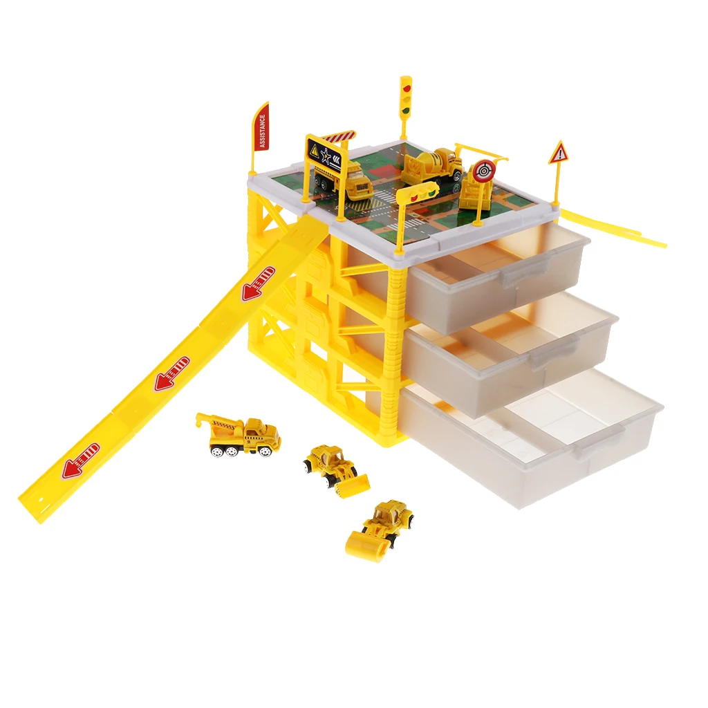 Mini Parking Lot Car Storage Garage Box Toy Building Playset -Engineering