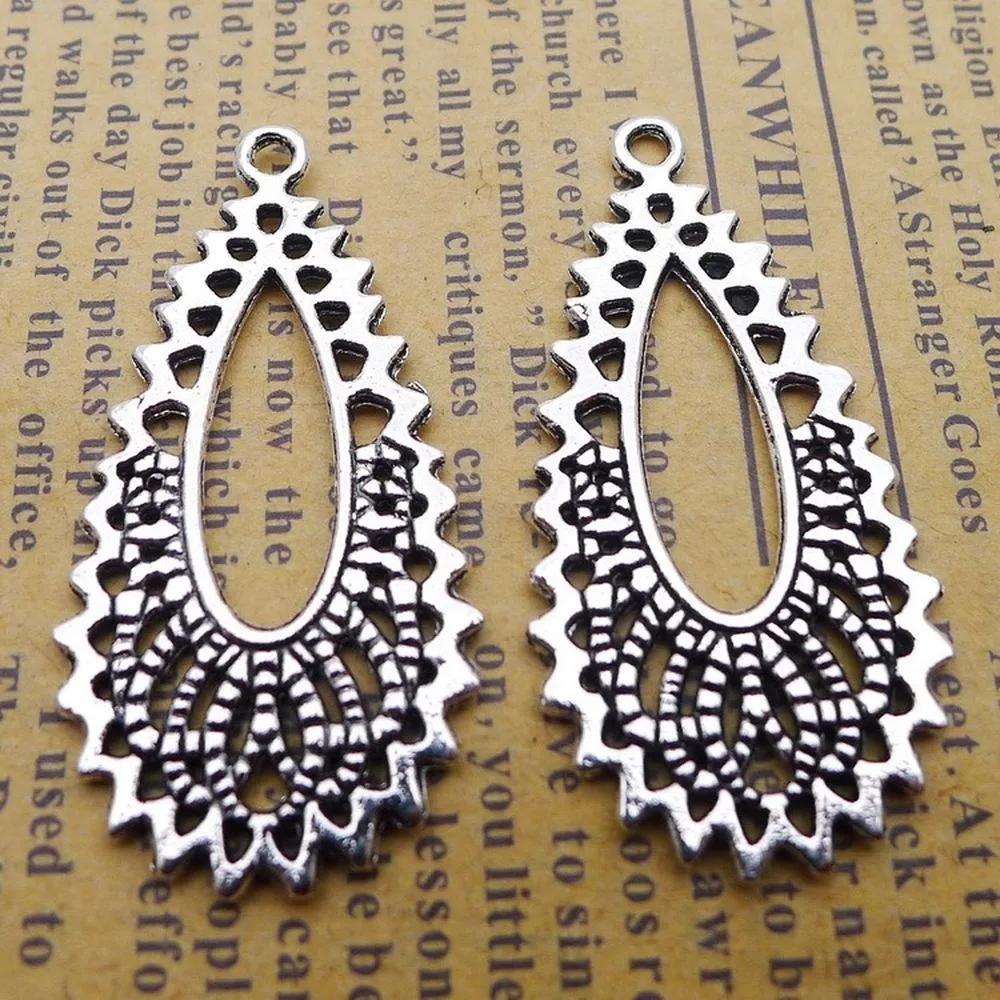100pcs Drop Charms 19mm x 37mm DIY Jewelry Making Pendant antique silver color | Украшения и аксессуары