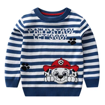 

Autumn kids winter clothes cartoon striped long-sleeved round neck cotton sweater jacket