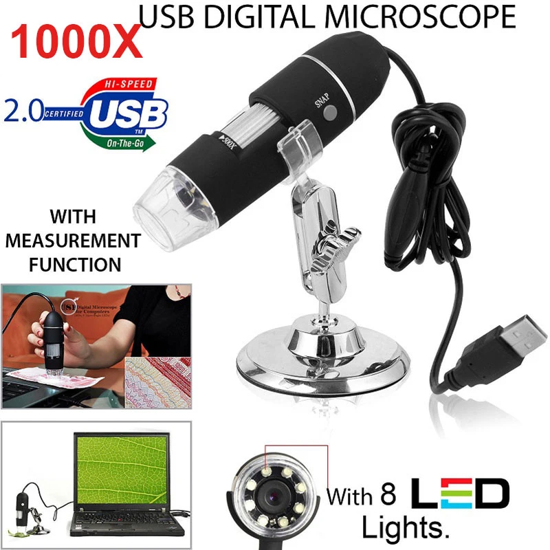 

Black ABS Inspection Monitoring Waterproof Real-Time Video Portable Ear Cleaning Tool Computers Digital Microscope Photos