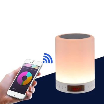 

Night Light with Bluetooth Speaker Portable Wireless TF Card Bluetooth Speaker Touch Control Color LED Bedside Table Lamp