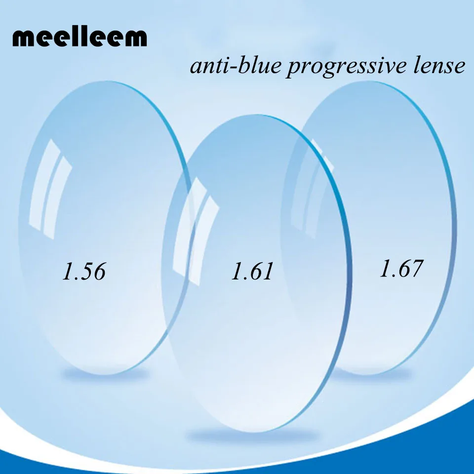 

1.56 1.61 1.67 Index Progressive Prescription Lense With Anti-bllue Reflective Myopia Far Away Sighted Prescription Lense