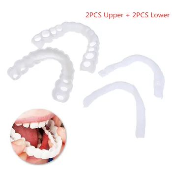 

2 Set Snap On Smile Teeth Veneers Whitening Cosmetic Denture Instant Perfect Smile Teeth Fake Tooth Cover Oral Hygiene Tools
