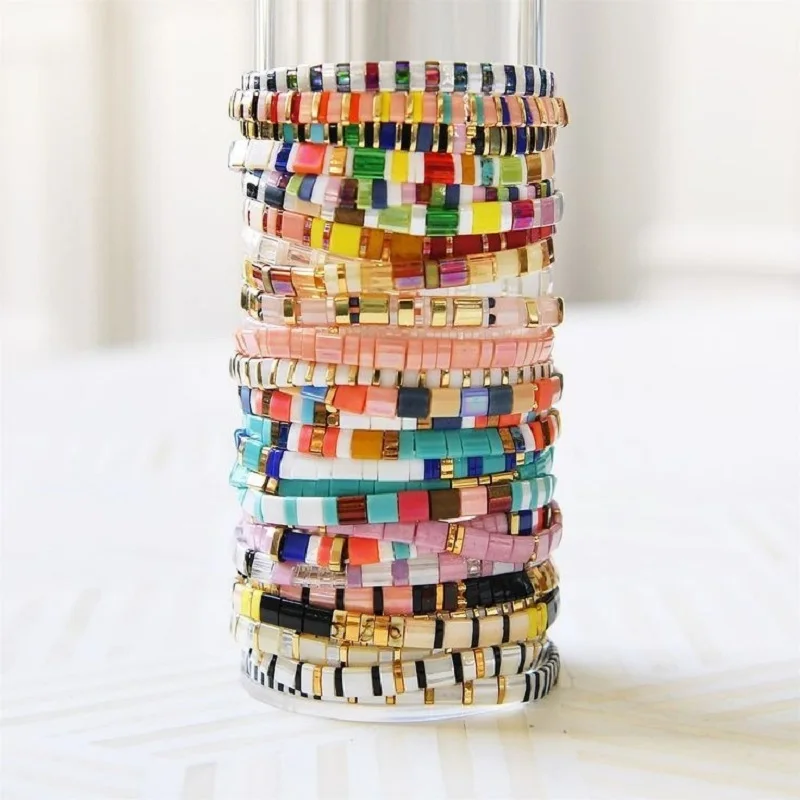 How To Make Easy Stretchy Tile Bracelets With Tila Beads 