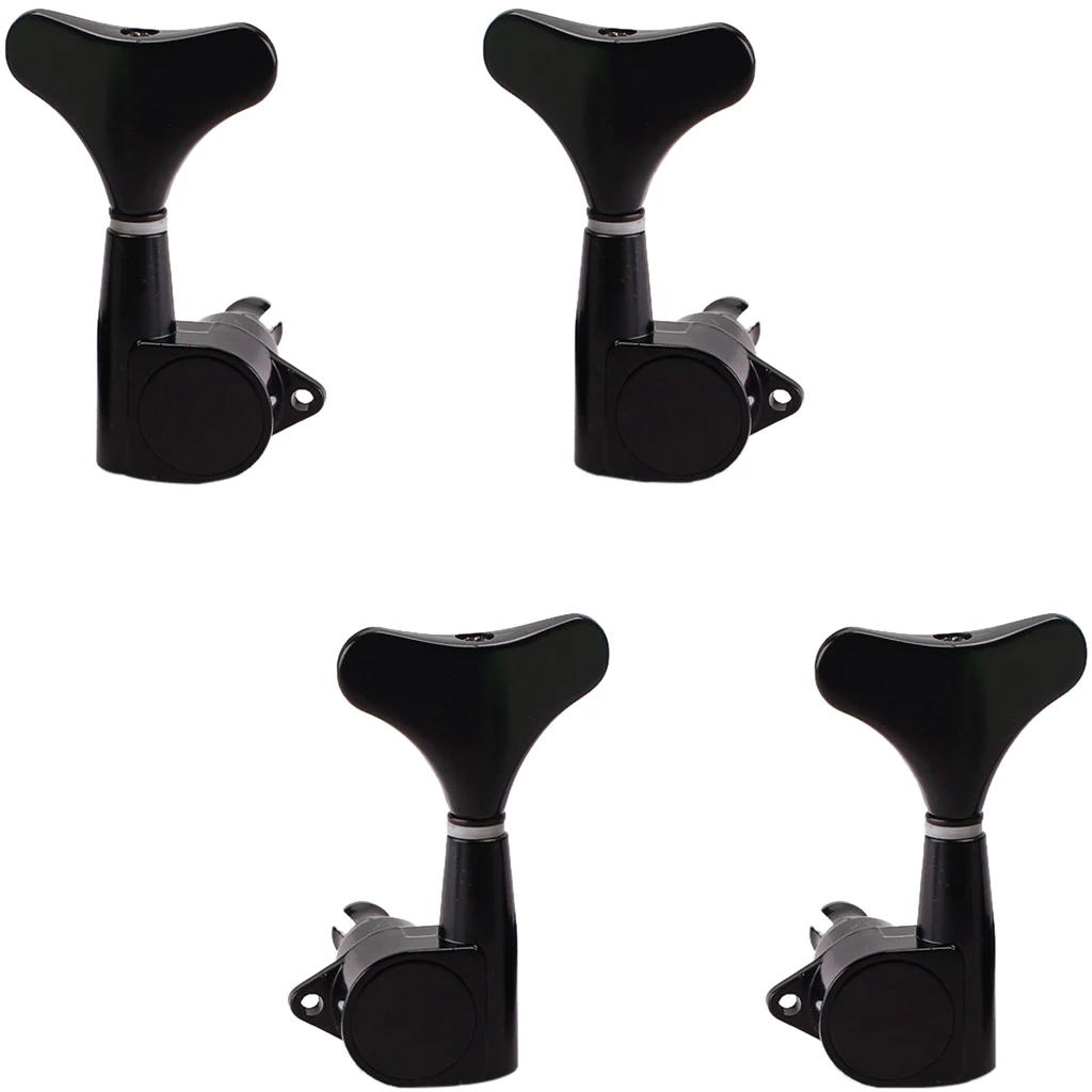 4pcs/set 2R2L Acoustic Guitar Tuning Pegs Machine Heads Black for 4-string Bass